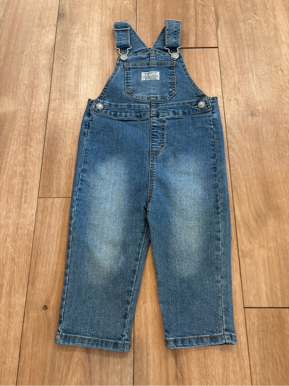 Levi's Blue Denim Kids Overalls with Tan Patch